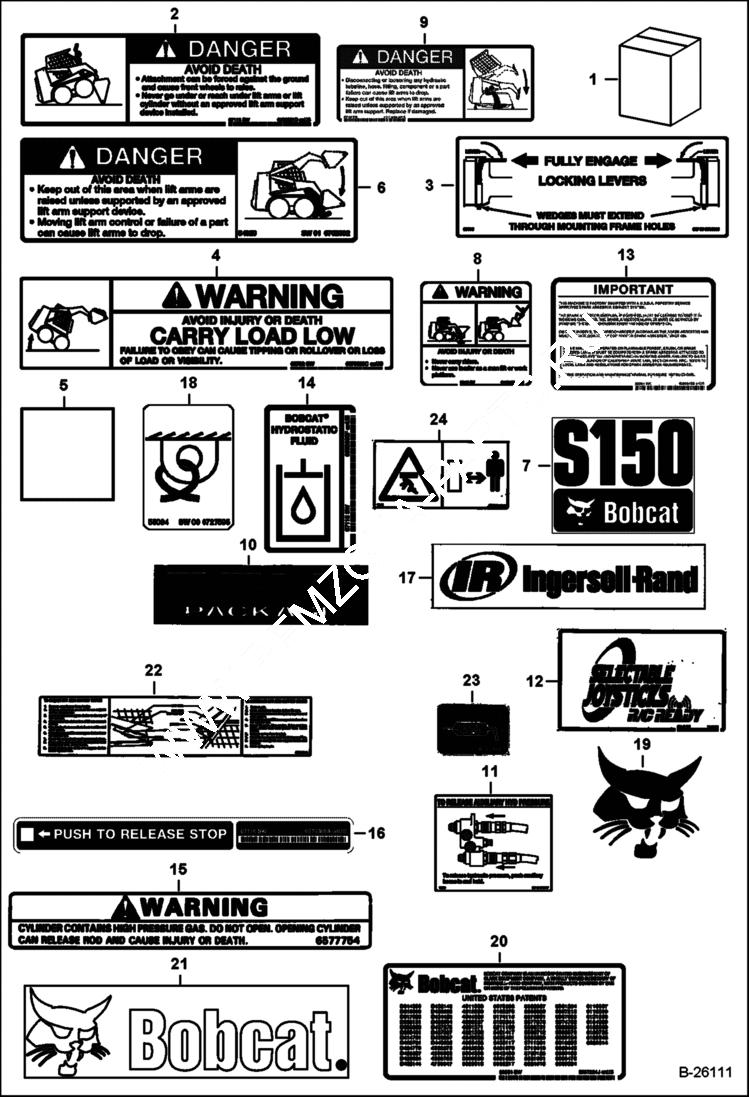 Схема запчастей Bobcat S-Series - DECALS (Outside) ACCESSORIES & OPTIONS