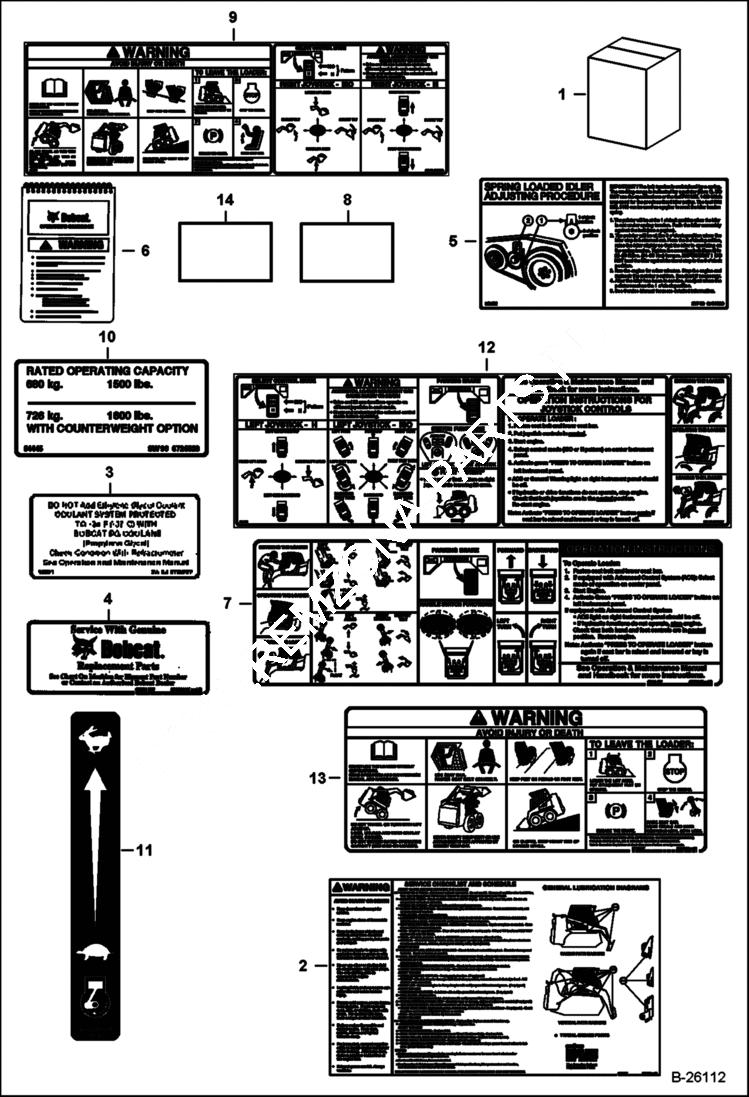 Схема запчастей Bobcat S-Series - DECALS (Inside) ACCESSORIES & OPTIONS