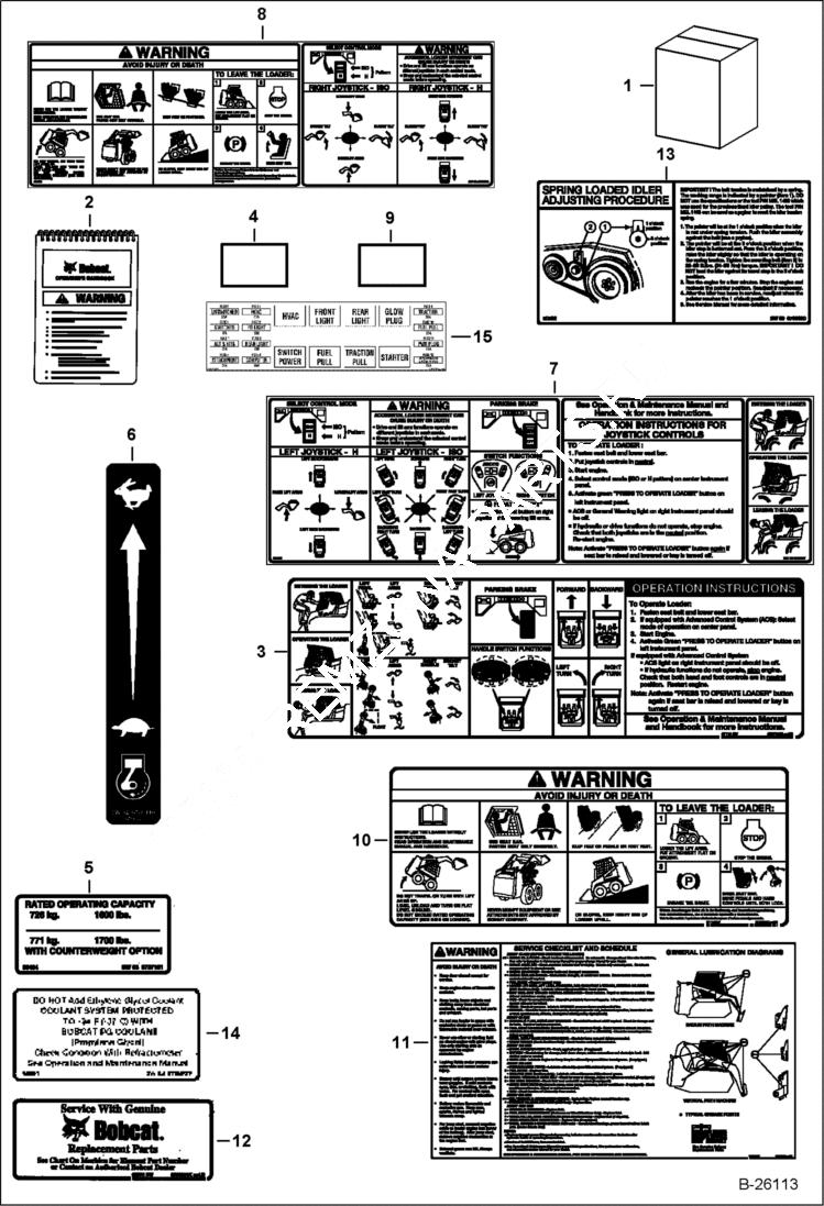 Схема запчастей Bobcat S-Series - DECALS (Inside) ACCESSORIES & OPTIONS