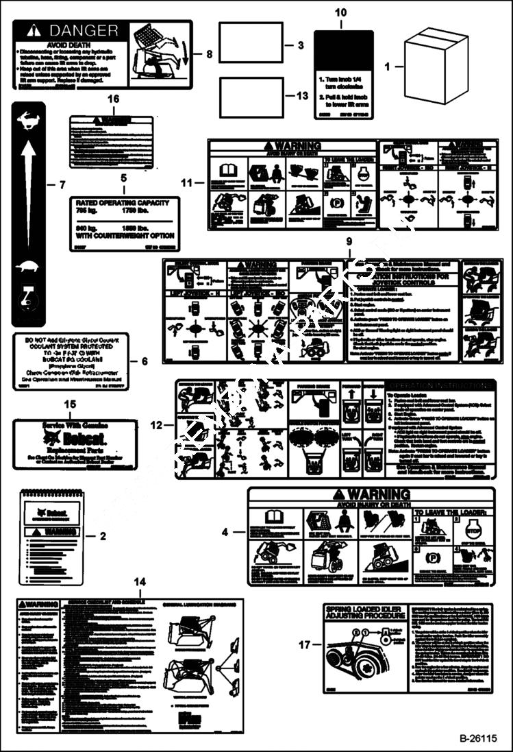 Схема запчастей Bobcat S-Series - DECALS (Inside) ACCESSORIES & OPTIONS