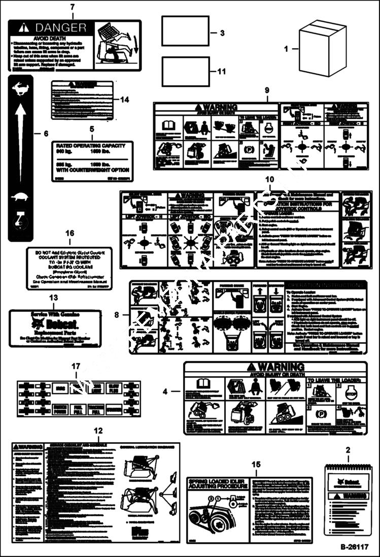 Схема запчастей Bobcat S-Series - DECALS (Inside) ACCESSORIES & OPTIONS