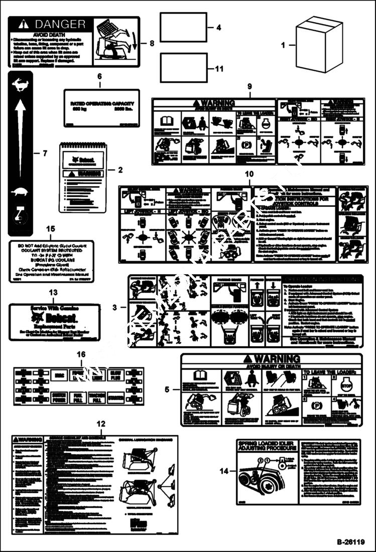 Схема запчастей Bobcat S-Series - DECALS (Inside) ACCESSORIES & OPTIONS