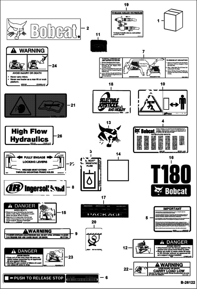 Схема запчастей Bobcat T-Series - DECALS (Outside) ACCESSORIES & OPTIONS