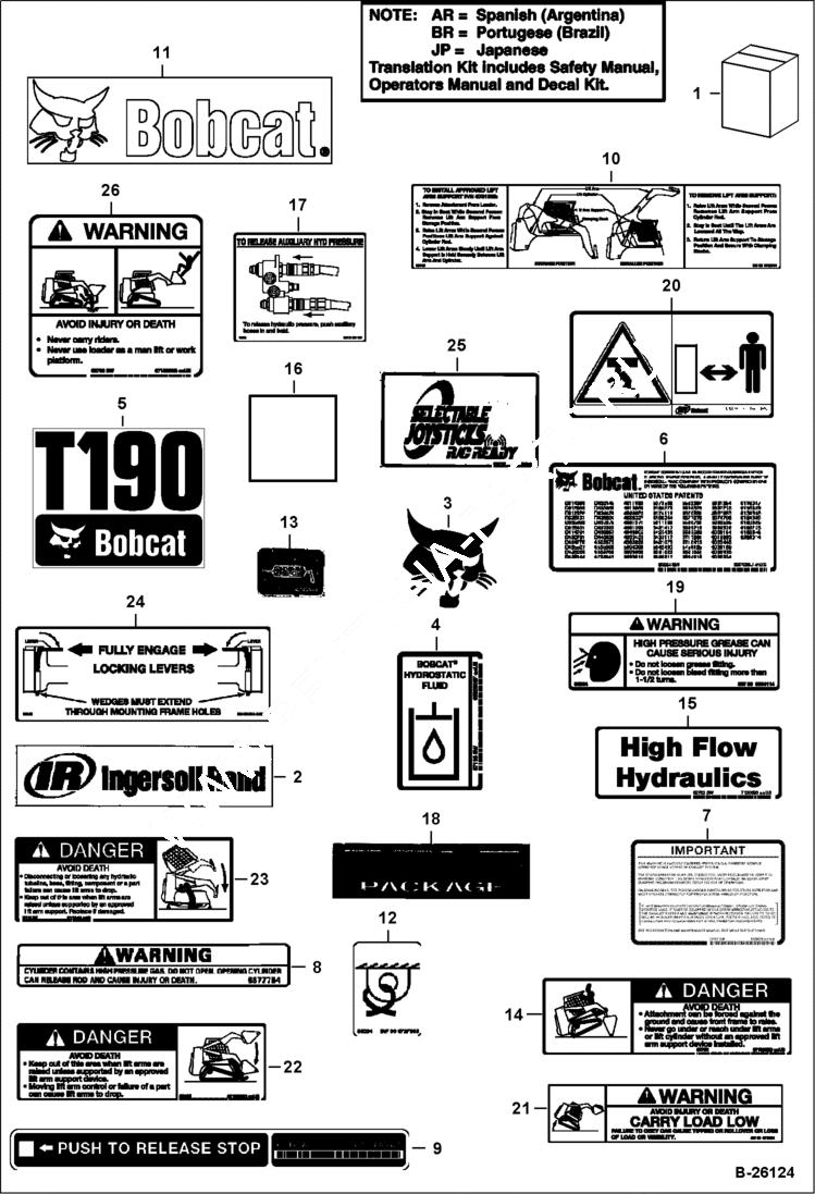 Схема запчастей Bobcat T-Series - DECALS (Outside) ACCESSORIES & OPTIONS