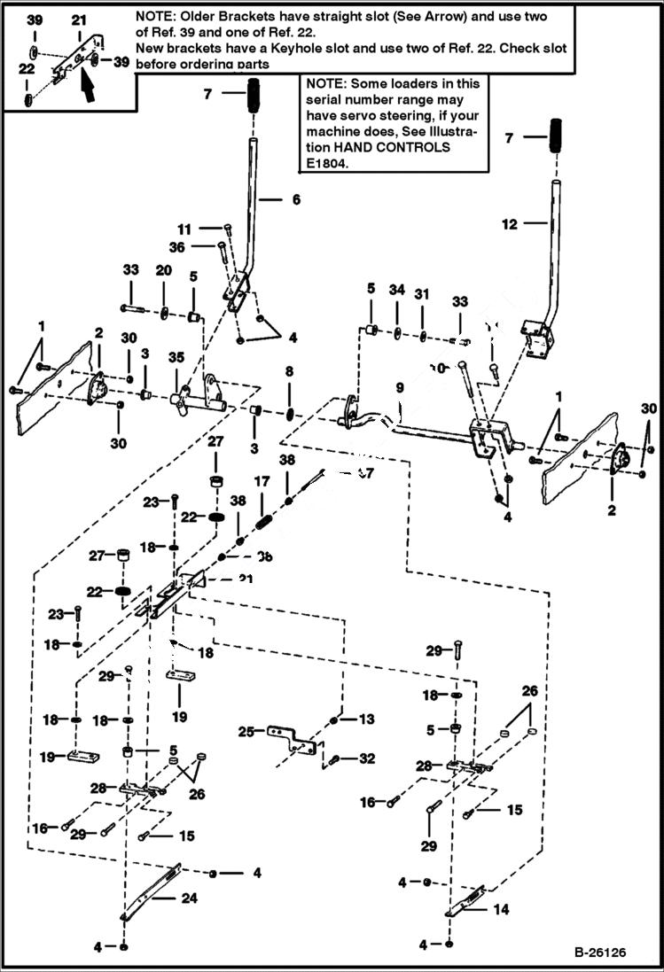 Схема запчастей Bobcat 800s - HAND CONTROLS (S/N 24001-25999 & 34222-49999) HYDROSTATIC SYSTEM