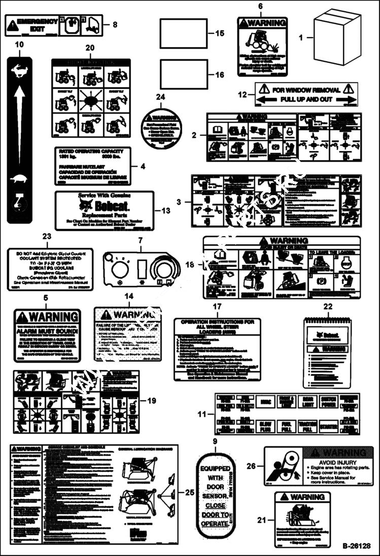 Схема запчастей Bobcat A-Series - DECALS (Inside) ACCESSORIES & OPTIONS