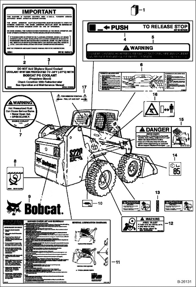 Схема запчастей Bobcat S-Series - DECALS (Rear) ACCESSORIES & OPTIONS