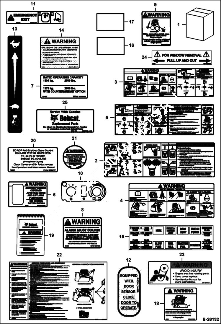 Схема запчастей Bobcat S-Series - DECALS (Inside) ACCESSORIES & OPTIONS