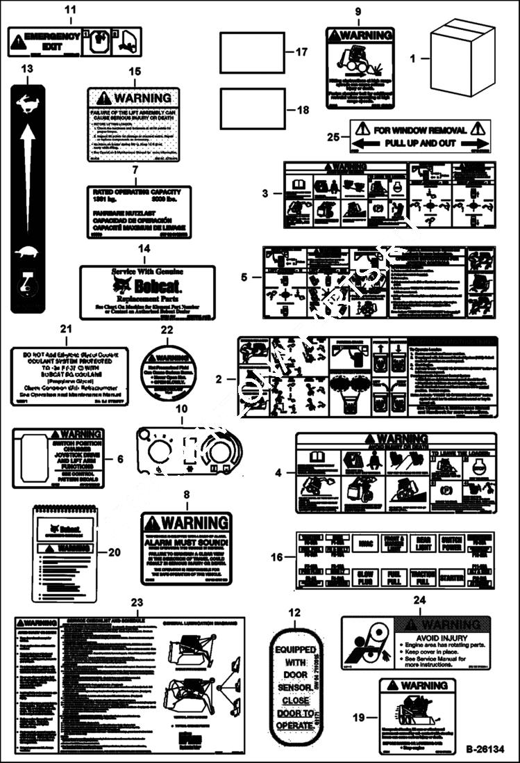 Схема запчастей Bobcat S-Series - DECALS (Inside) ACCESSORIES & OPTIONS