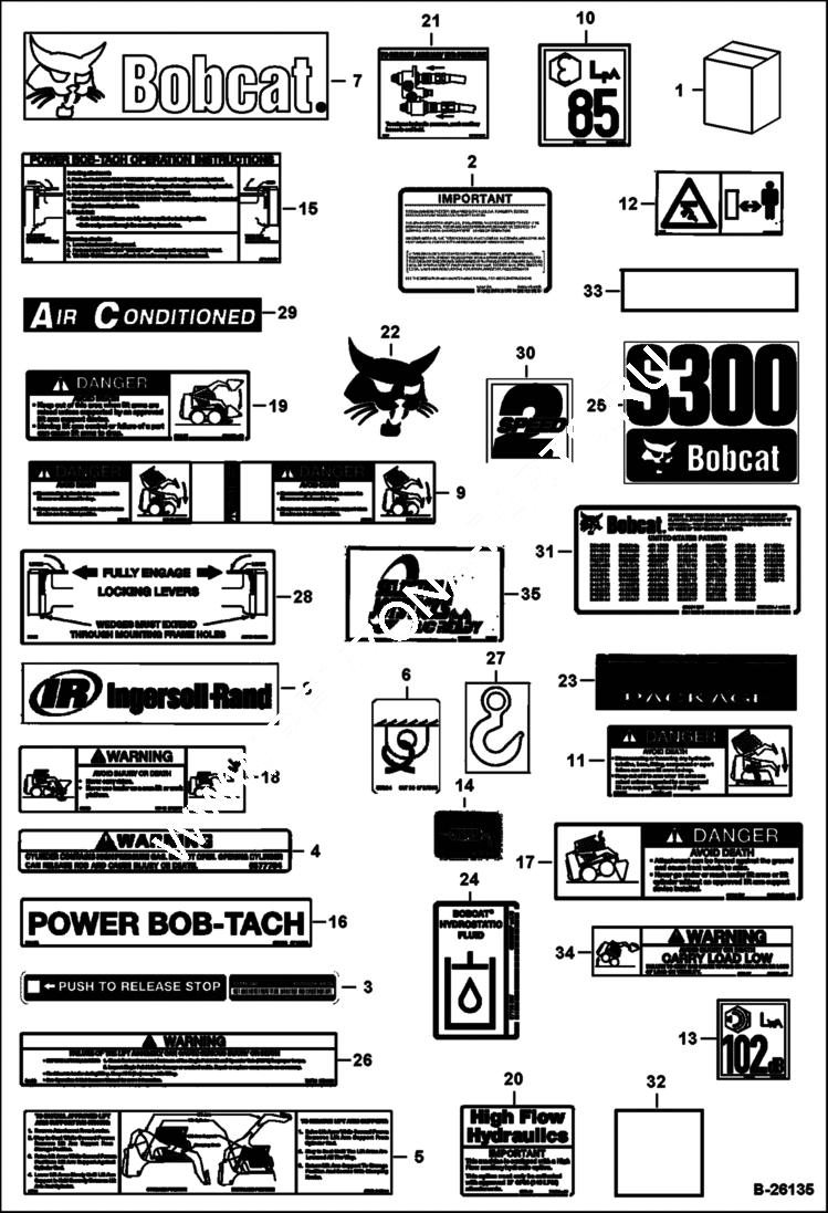 Схема запчастей Bobcat S-Series - DECALS (Outside) ACCESSORIES & OPTIONS