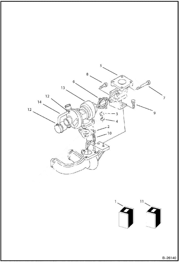 Схема запчастей Bobcat B250 - TURBO CHARGER Tier II 5729 11001 & Abv POWER UNIT