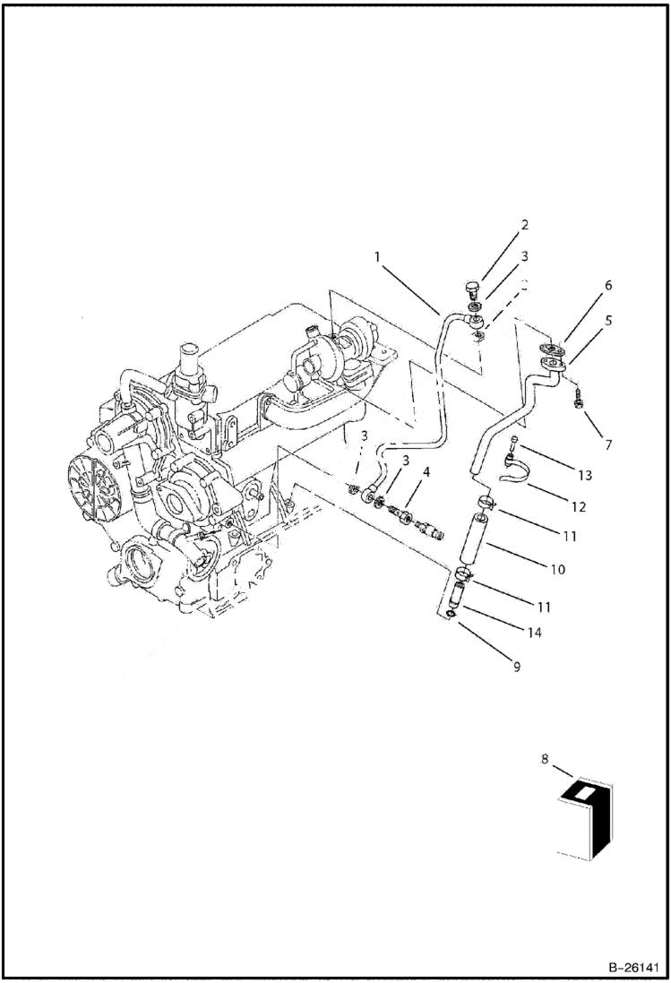 Схема запчастей Bobcat B250 - TURBO CHARGER Tier II 5729 11001 & Abv POWER UNIT