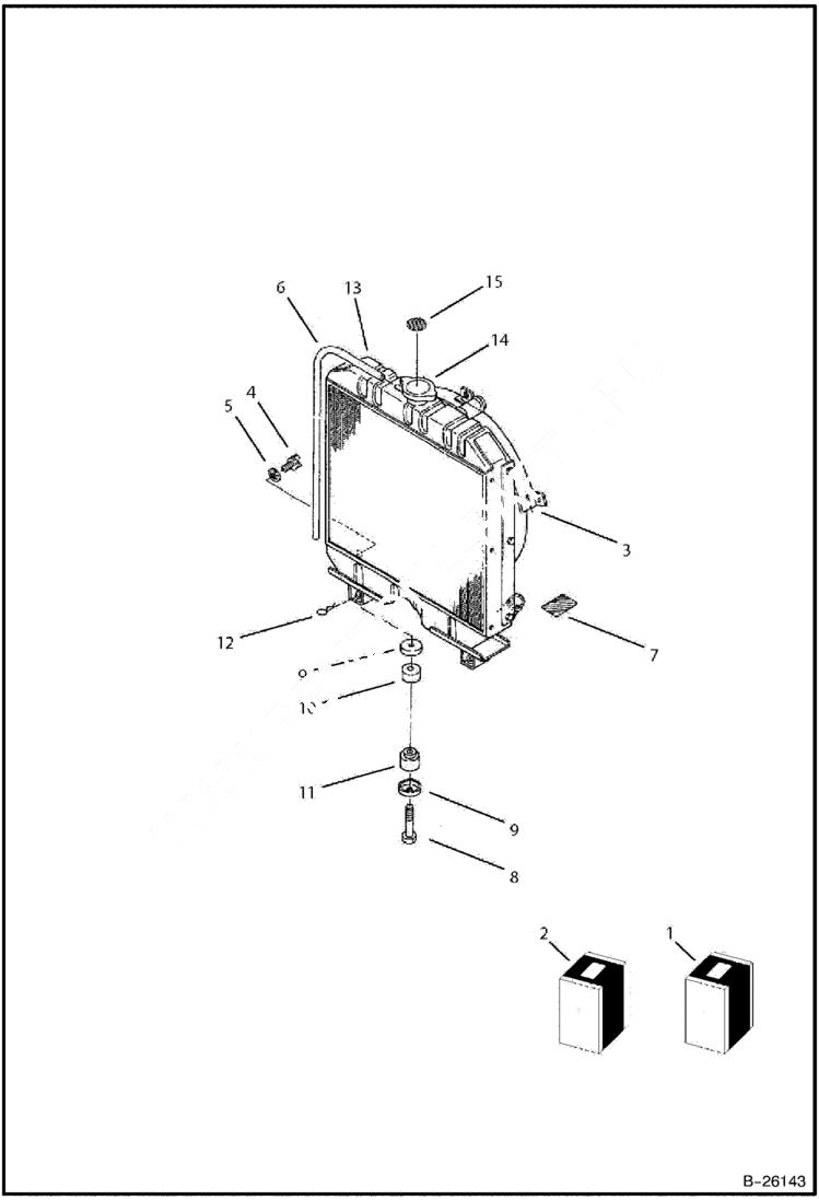 Схема запчастей Bobcat B250 - RADIATOR Tier II 5729 11001 & Abv POWER UNIT