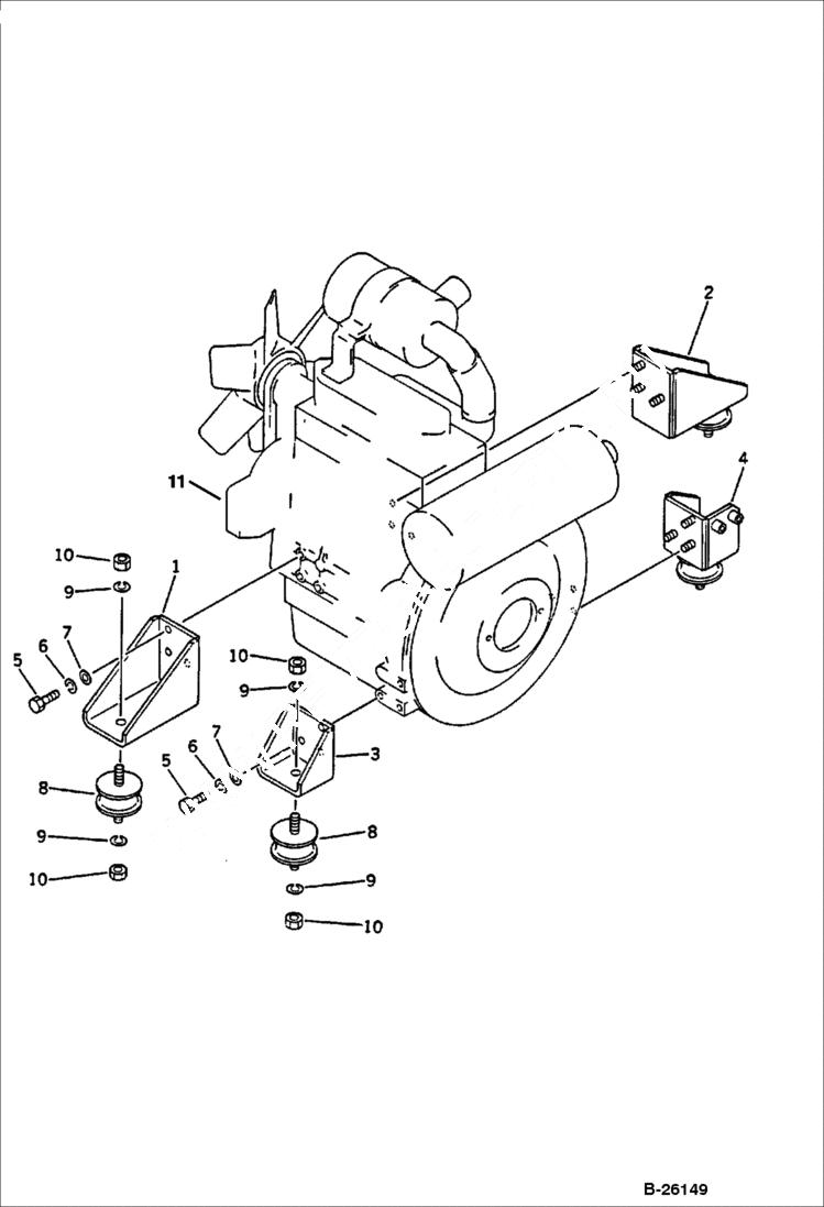 Схема запчастей Bobcat 56 - ENGINE MOUNTING PARTS ENGINE RELATED PARTS AND ELECTRICAL SYSTEM