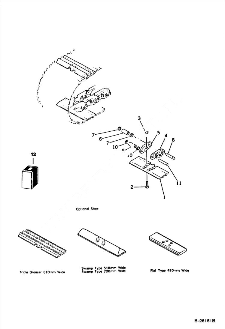 Схема запчастей Bobcat 130 - TRACK SHOE Flat Type 480 mm Wide (PC60, PC60S) UNDERCARRIAGE