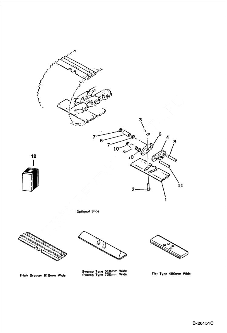 Схема запчастей Bobcat 130 - TRACK SHOE Swamp Type 510 mm Wide (PC60, PC60S) UNDERCARRIAGE
