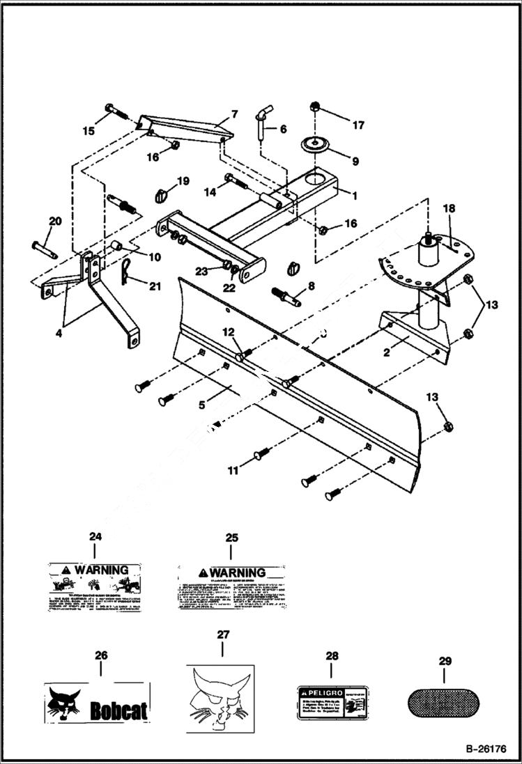 Схема запчастей Bobcat ANGLE BLADE - ANGLE BLADE (Frame & Blade) (3AB60 A1FZ) Компактные тракторы