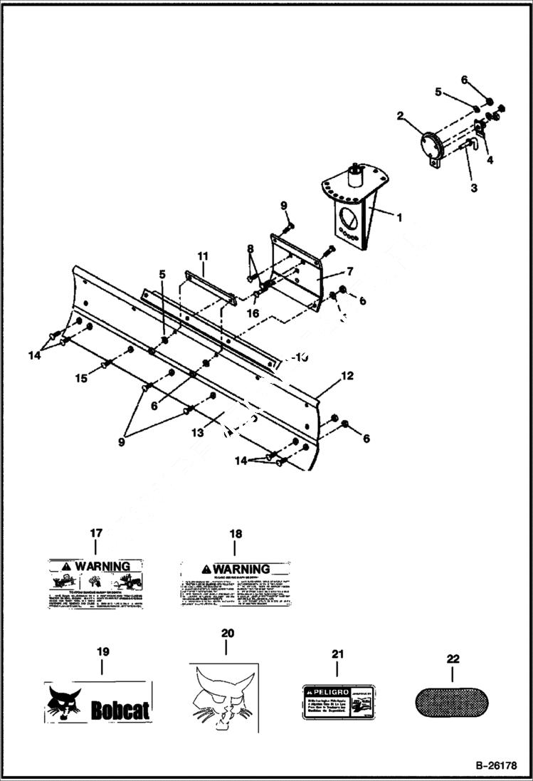 Схема запчастей Bobcat 3 POINT ATTACHMENTS - ANGLE BLADE (Blade Assy) (3AB84 A1G0) Loader