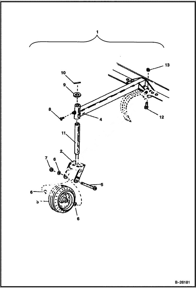 Схема запчастей Bobcat 3 POINT ATTACHMENTS - TINE RAKE (Gauge Wheel) (3TR72 A1FT) (3TR84 A1FU) Loader