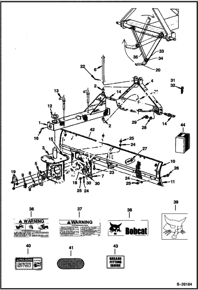 Схема запчастей Bobcat ANGLE BLADE - ANGLE BLADE (Frame & Blade) (3AB96HD A1G2) Компактные тракторы