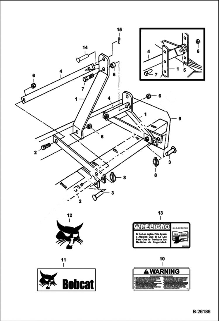 Схема запчастей Bobcat 3 POINT ATTACHMENTS - BOX BLADE (Main Frame) (3BB60 A1FW) (3BB72 A1FY) Loader