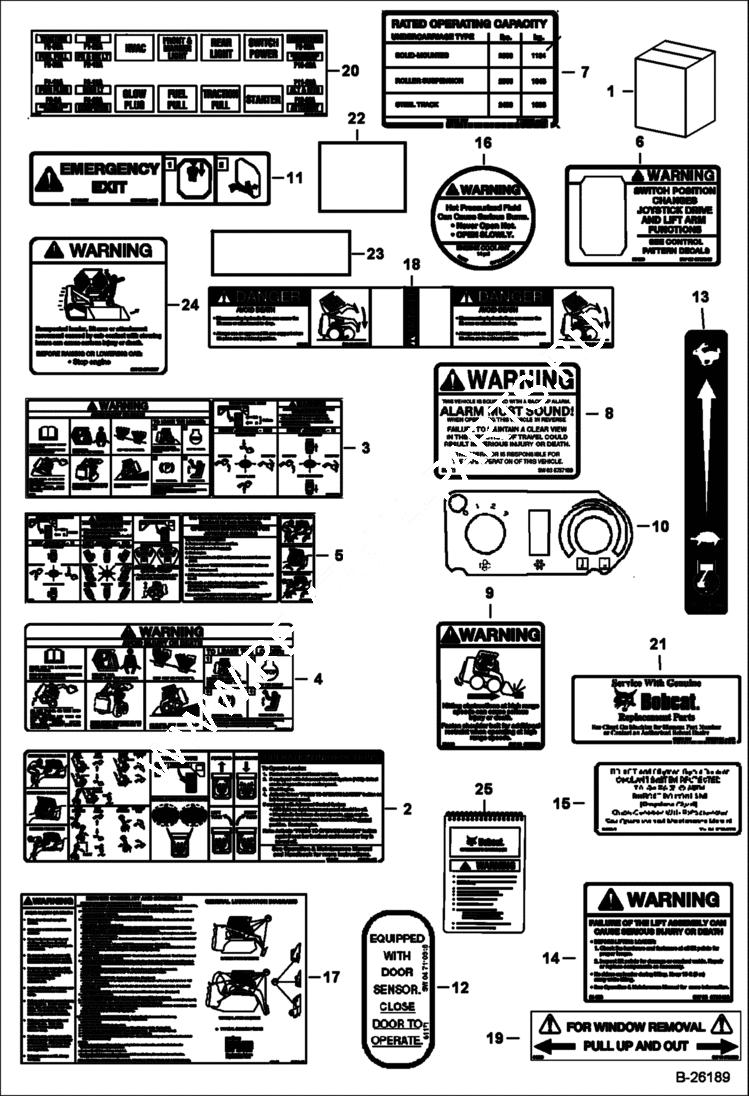 Схема запчастей Bobcat T-Series - DECALS (Inside) ACCESSORIES & OPTIONS