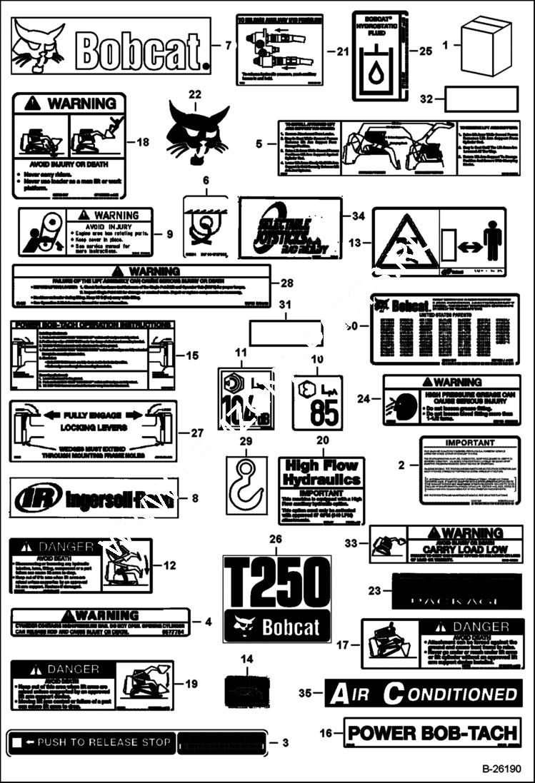 Схема запчастей Bobcat T-Series - DECALS (Outside) ACCESSORIES & OPTIONS