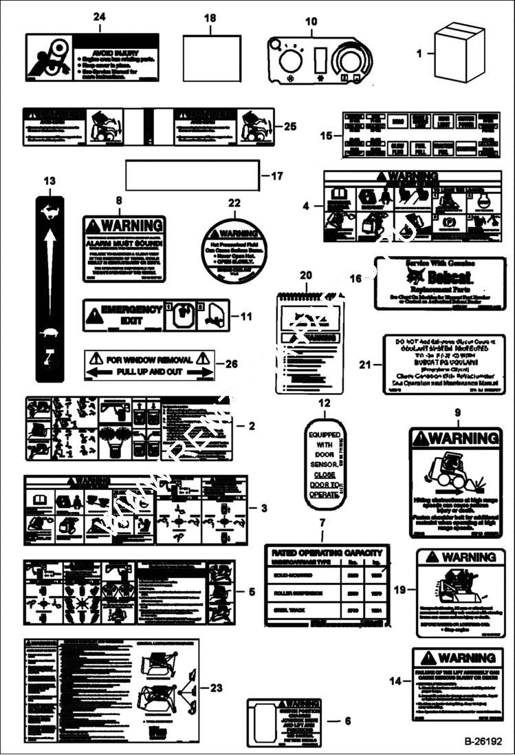 Схема запчастей Bobcat T-Series - DECALS (Inside) ACCESSORIES & OPTIONS