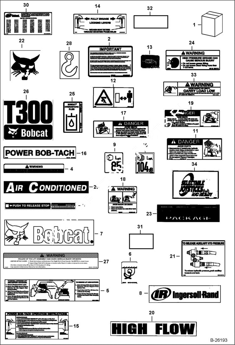 Схема запчастей Bobcat T-Series - DECALS (Outside) ACCESSORIES & OPTIONS