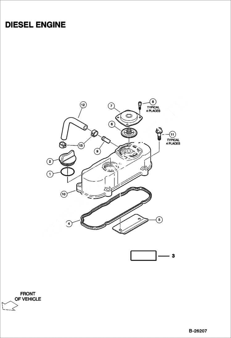 Схема запчастей Bobcat 2200 - HEAD COVER Diesel POWER UNIT