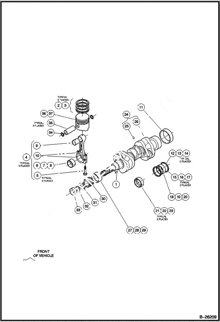 Схема запчастей Bobcat 2200 - PISTON & CRANKSHAFT Diesel POWER UNIT