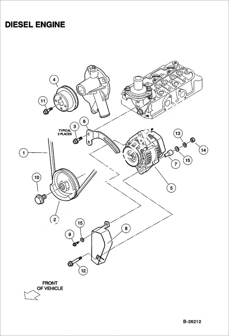 Схема запчастей Bobcat 2200 - ALTERNATOR 2353 11569 & Above ELECTRICAL SYSTEM