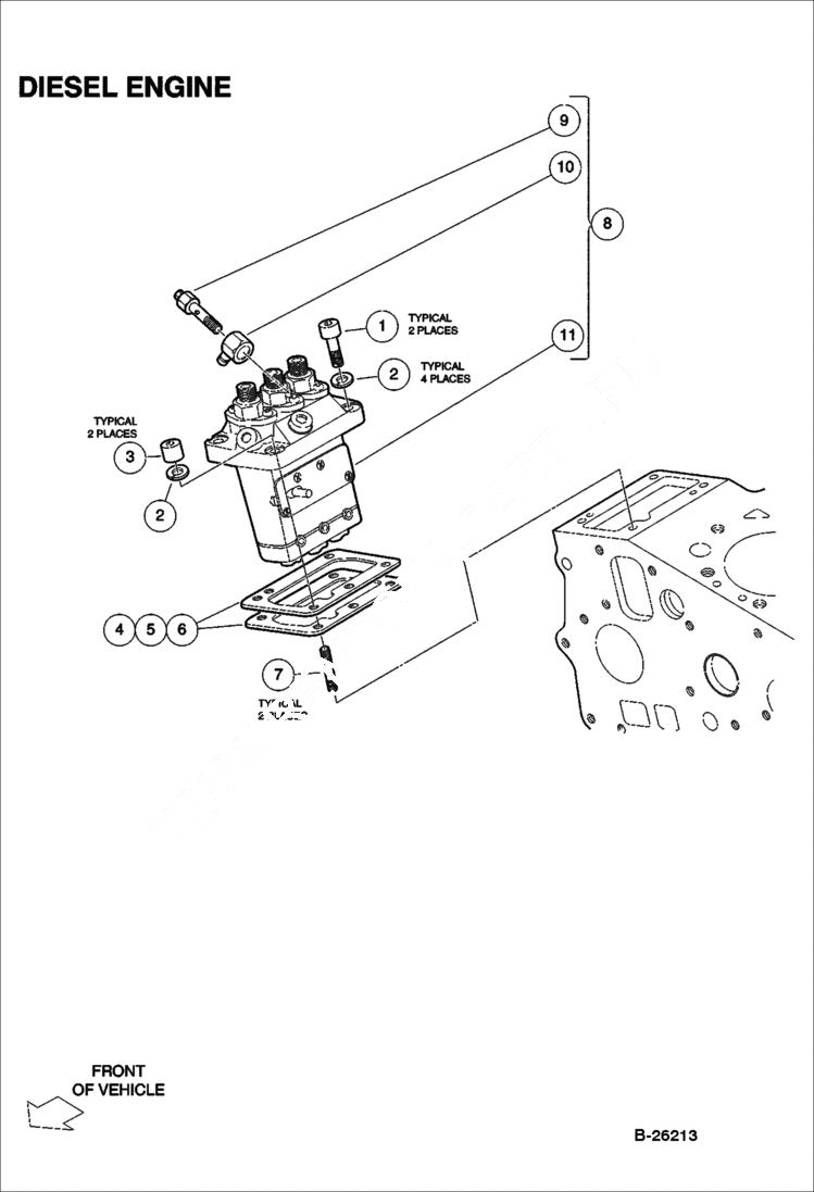 Схема запчастей Bobcat 2200 - INJECTION PUMP Diesel POWER UNIT