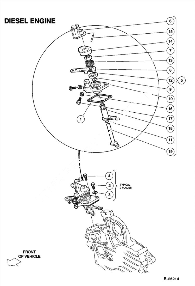 Схема запчастей Bobcat 2200 - SPEED CONTROL PLATE Diesel POWER UNIT