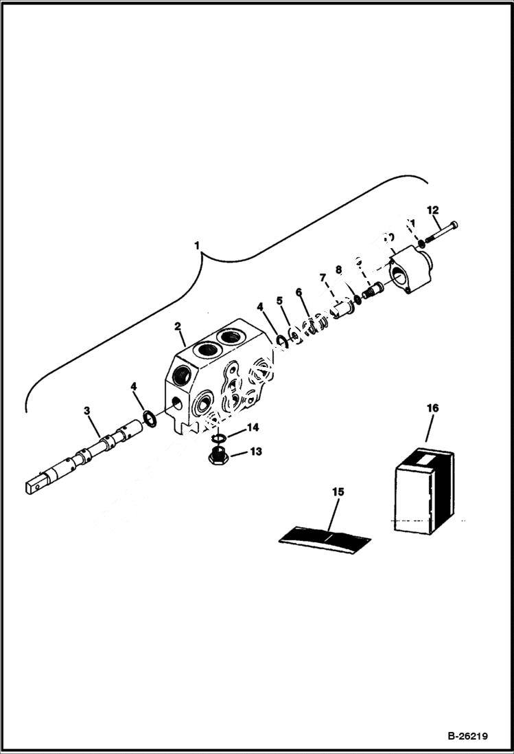 Схема запчастей Bobcat 325 - VALVE SECTION (Auxiliary) (S/N 511820001-511820519) HYDRAULIC SYSTEM