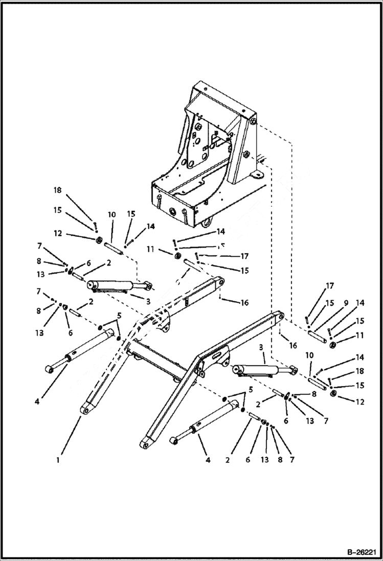 Схема запчастей Bobcat B100 - BOOM & ATTACHING PARTS 5700 11057 & Above MAIN FRAME