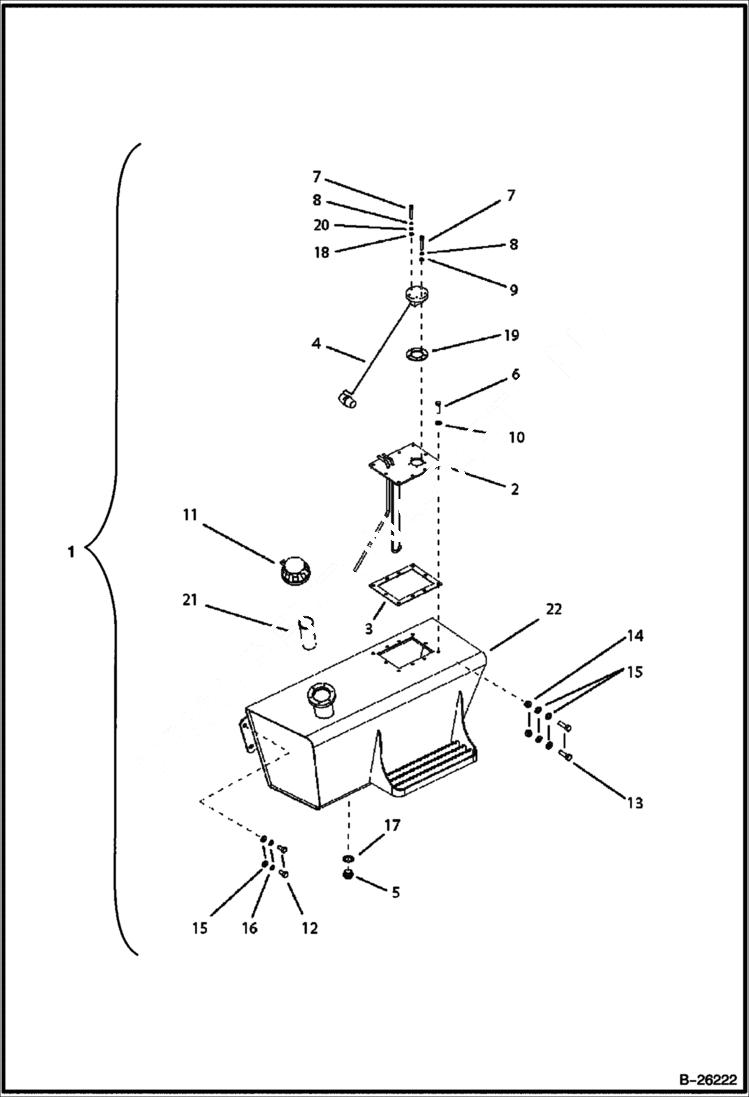 Схема запчастей Bobcat B100 - FUEL TANK ASSY POWER UNIT