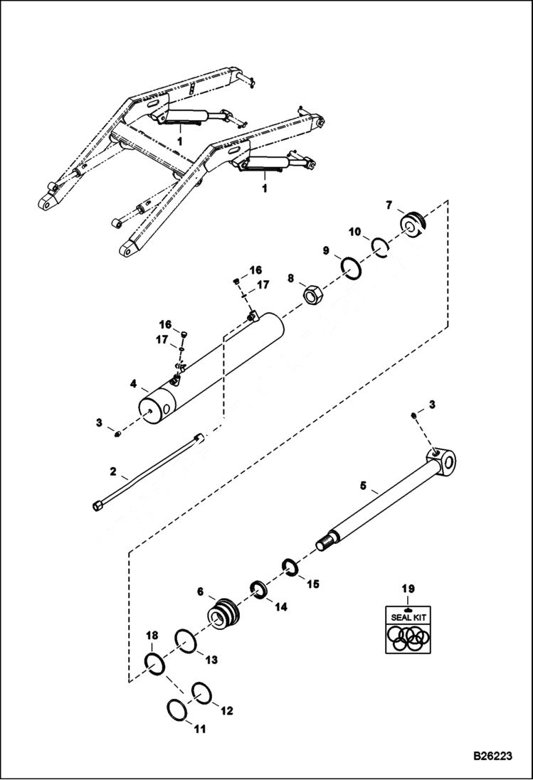 Схема запчастей Bobcat B100 - LIFT CYLINDER 5701 11057 & Above HYDRAULIC SYSTEM