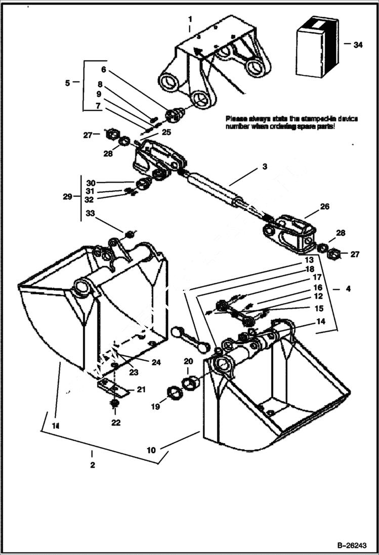 Схема запчастей Bobcat 442 - BUCKET Clamshell ACCESSORIES & OPTIONS