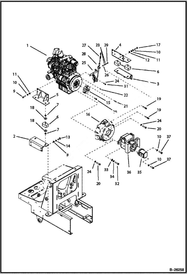 Схема запчастей Bobcat B250 - ENGINE & ATTACHING PARTS POWER UNIT