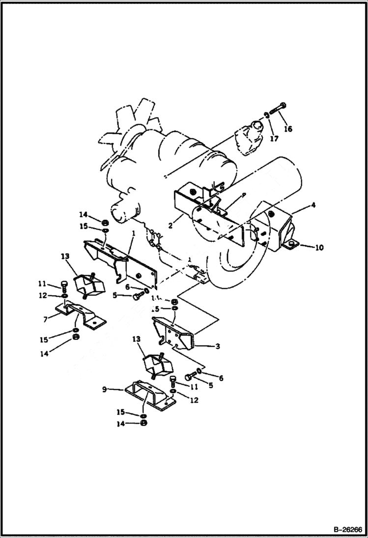 Схема запчастей Bobcat 100 - ENGINE MOUNTING PARTS ENGINE RELATED PARTS AND ELECTRICAL SYSTEM