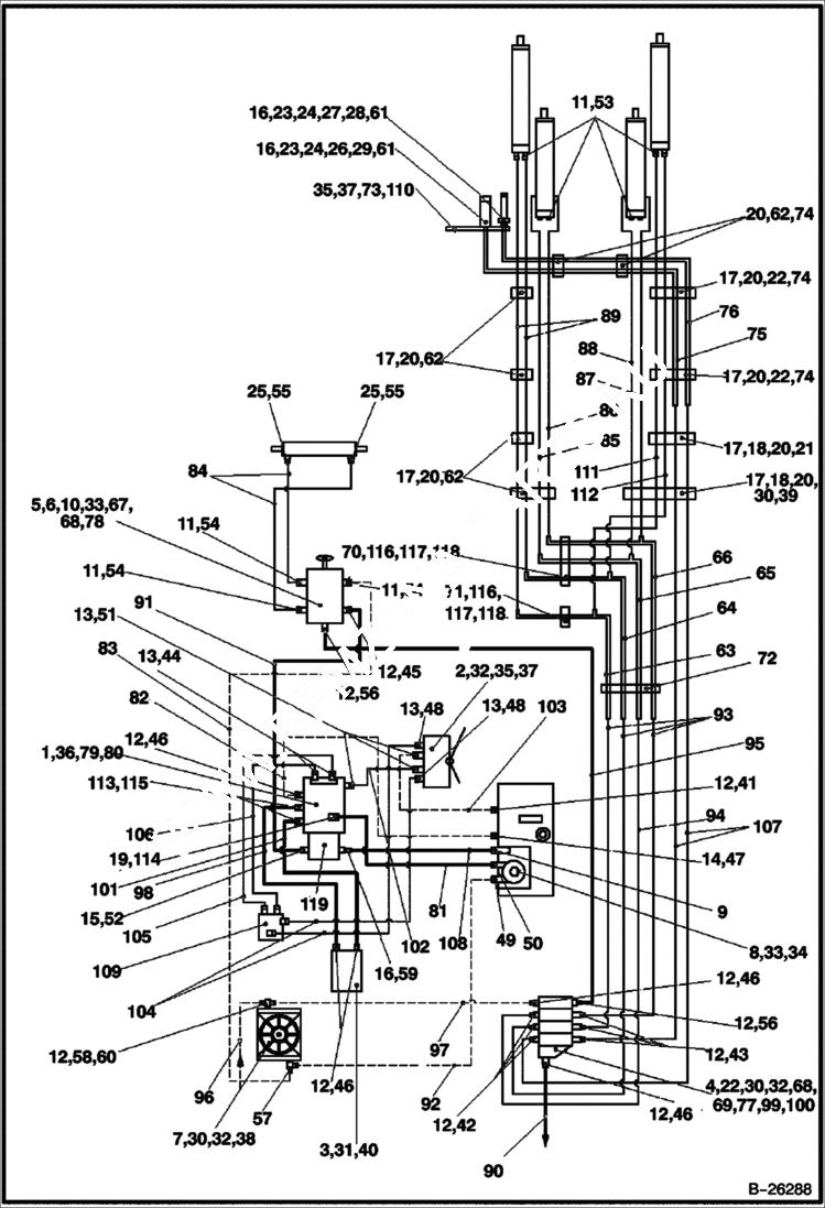 Схема запчастей Bobcat BL275 - HYDRAULIC CIRCUITRY HYDRAULIC SYSTEM