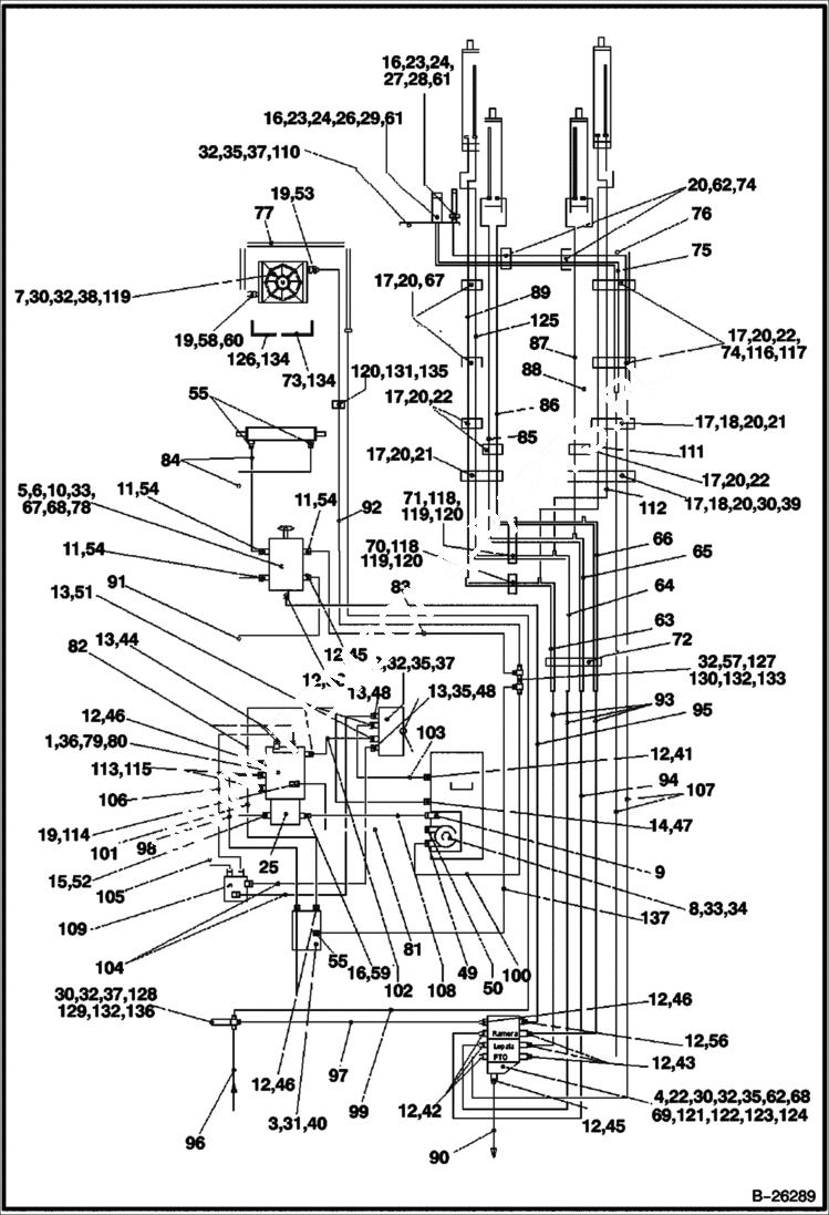 Схема запчастей Bobcat BL275 - HYDRAULIC CIRCUITRY HYDRAULIC SYSTEM