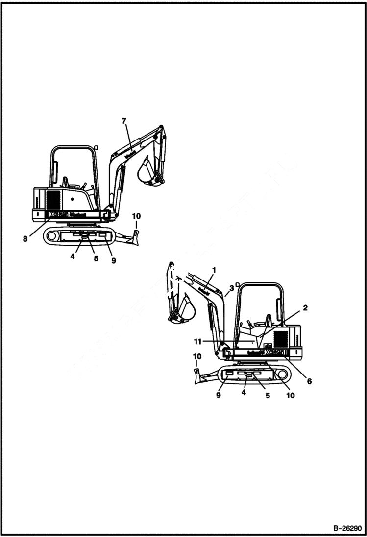 Схема запчастей Bobcat 325 - DECALS (S/N 514013001-514014899) ACCESSORIES & OPTIONS