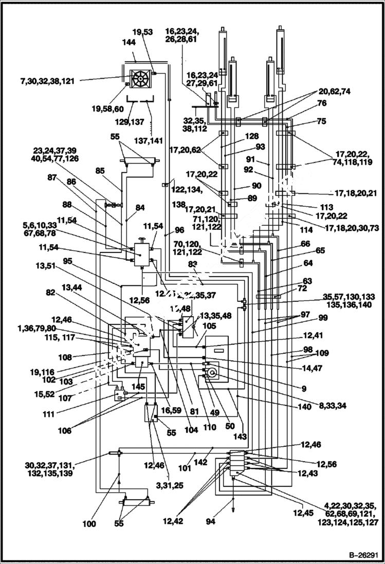 Схема запчастей Bobcat BL275 - HYDRAULIC CIRCUITRY HYDRAULIC SYSTEM
