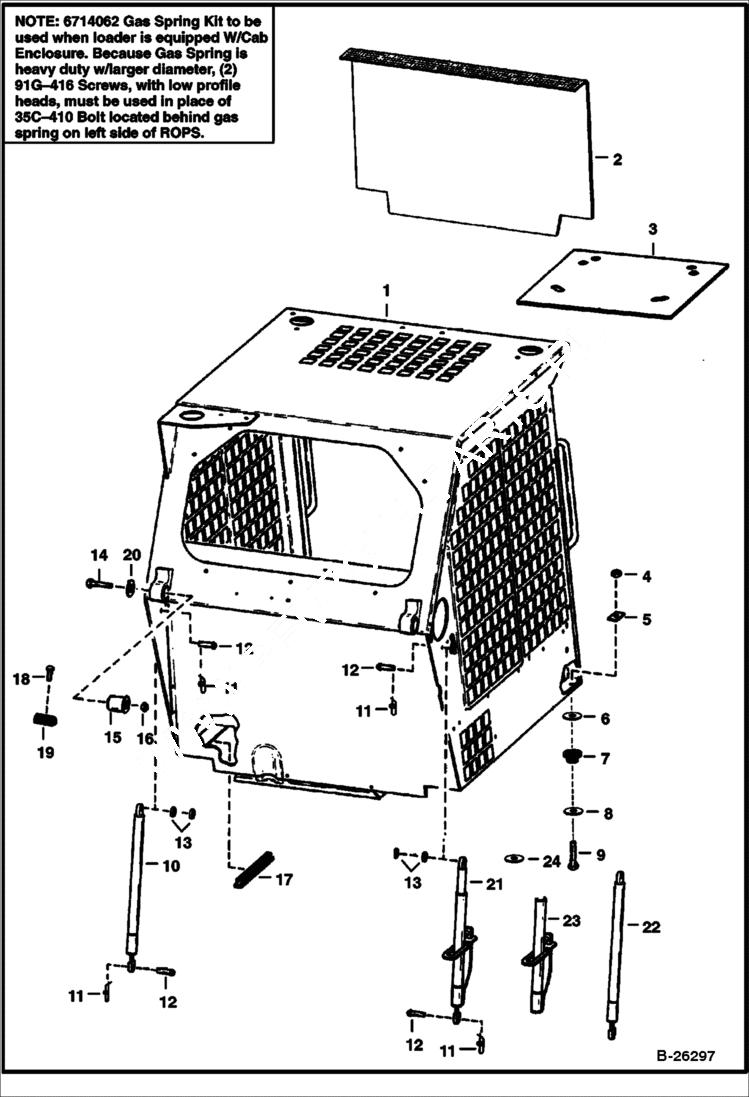 Схема запчастей Bobcat 800s - OPERATOR CAB (S/N 20001 & Above) MAIN FRAME