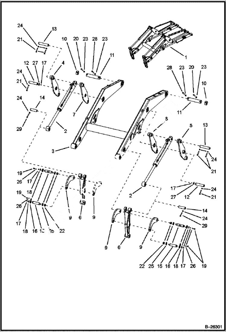 Схема запчастей Bobcat BL575 - LIFT ARM & ATTACHING PARTS (BL570) 5706 11025 & Above (BL575) 5720 11007 & Above MAIN FRAME