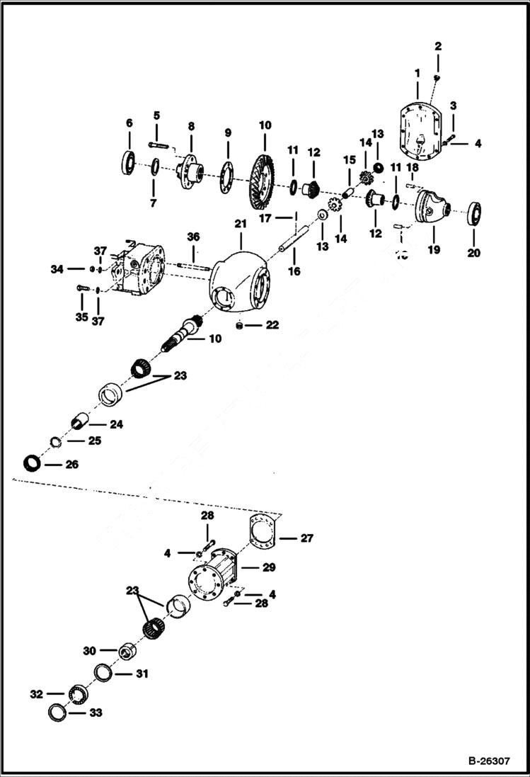 Схема запчастей Bobcat Articulated Loaders - FRONT DIFFERENTIAL DRIVE TRAIN