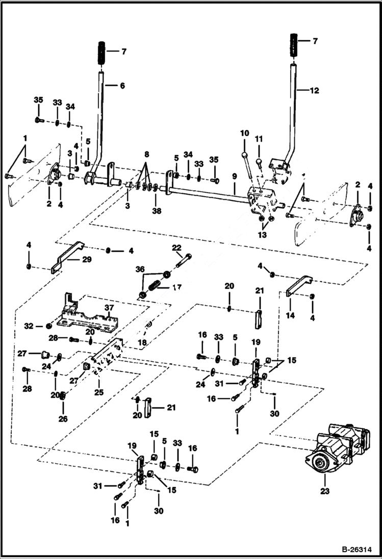 Схема запчастей Bobcat 500s - HAND CONTROLS HYDROSTATIC SYSTEM