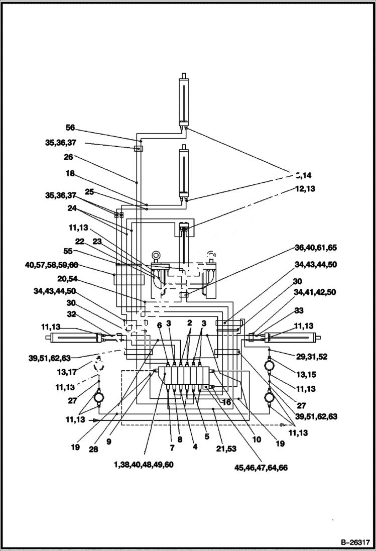 Схема запчастей Bobcat BL370 - HYDRAULIC CIRCUITRY Backhoe HYDRAULIC SYSTEM